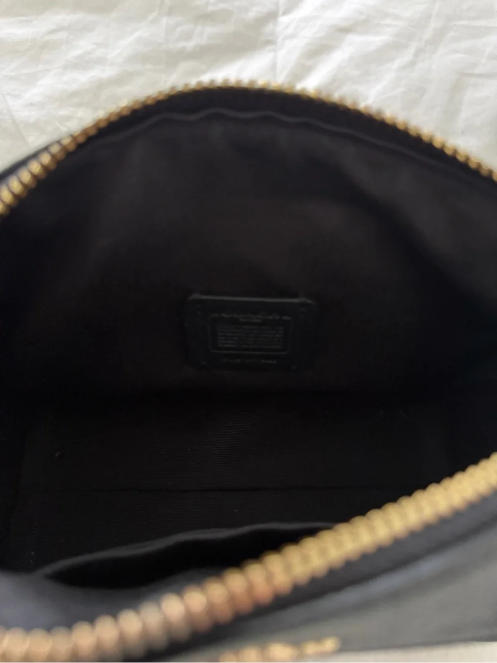 Coach Black Mini Zip Pouch with Gold-Tone Hardware